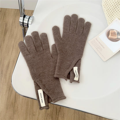 Winter Korean Style Pure Color Cute Five Finger Gloves