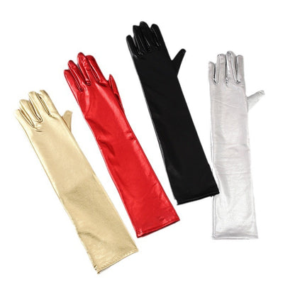 Women's Sexy Patent Leather Holiday Performance Etiquette Gloves