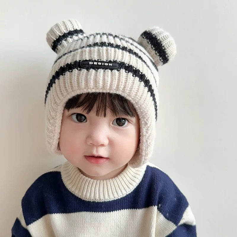 Hat Earmuffs Balls Woolen Boys Cute Kids' Headwear