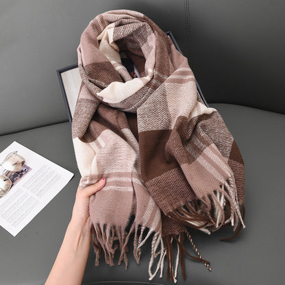 Women's Artificial Cashmere Warm Thickened Outer Shawl Scarfs