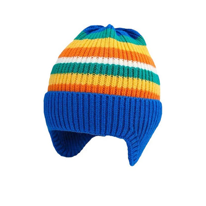 Rainbow Hat Earflaps Woolen Boys Knitted Kids' Headwear