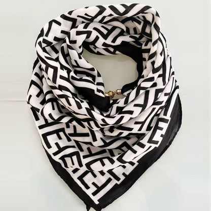 Women's Magnetic Buckle High-grade Silk Cotton Elegant Scarfs