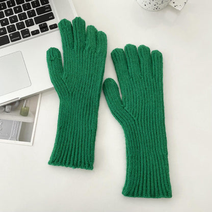 Color Woolen Knitted Candy Finger Open Gloves