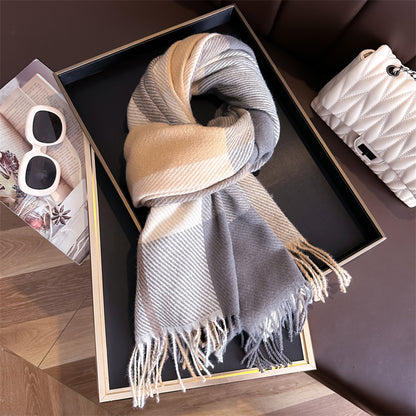 Style Plaid Winter Male Female Thickened Scarfs