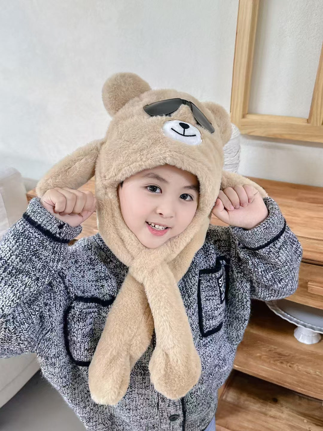 Children's Ears Moving Plush Bonnet One-piece Will Kids' Headwear