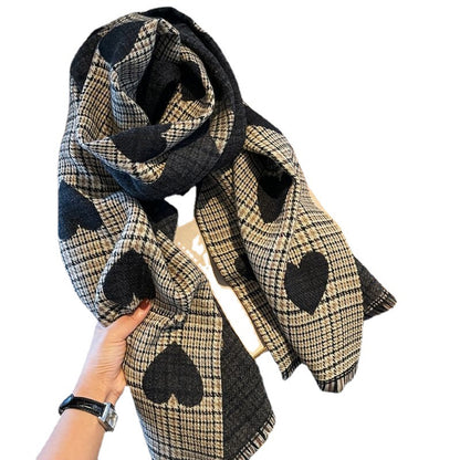 Women's Large Heart Plaid Classic Style Versatile Scarfs