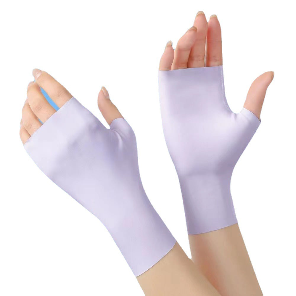 Protection Half Finger Silk Ice Uv Nail Riding Sports Gloves