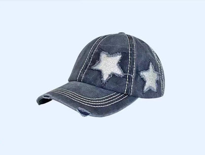 Women's Retro Tattered Jeans Baseball Korean Big Hats & Caps