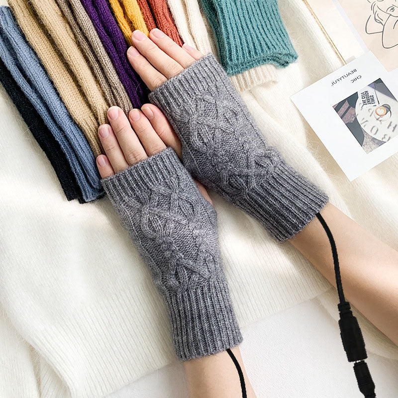 Knitted Half Female Winter Fingerless Finger Gloves