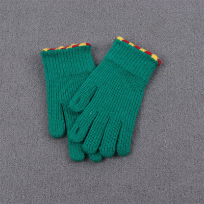 Women's Korean Style Solid Color Knitted Knitting Gloves