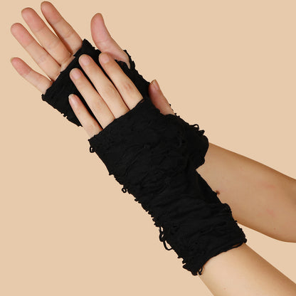 Halloween Beggar Black Ripped Party Punk Dark Gloves