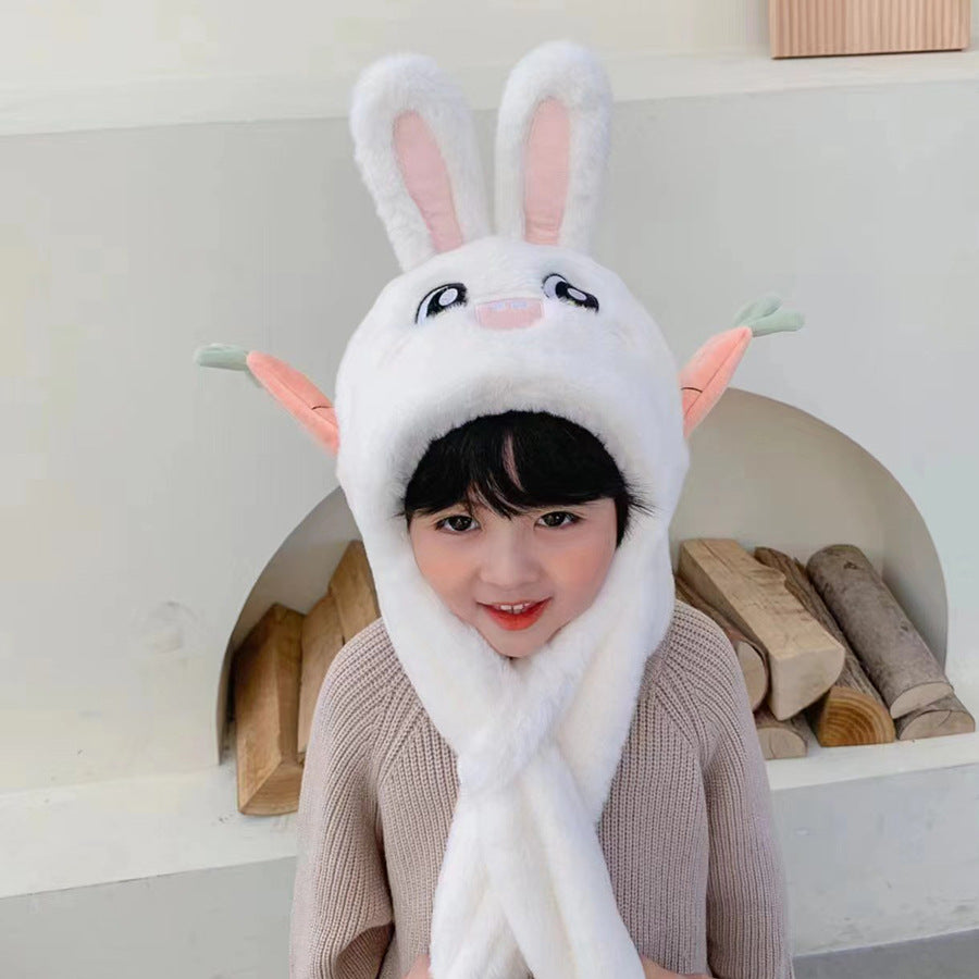 Children's Ears Moving Plush Bonnet One-piece Will Kids' Headwear