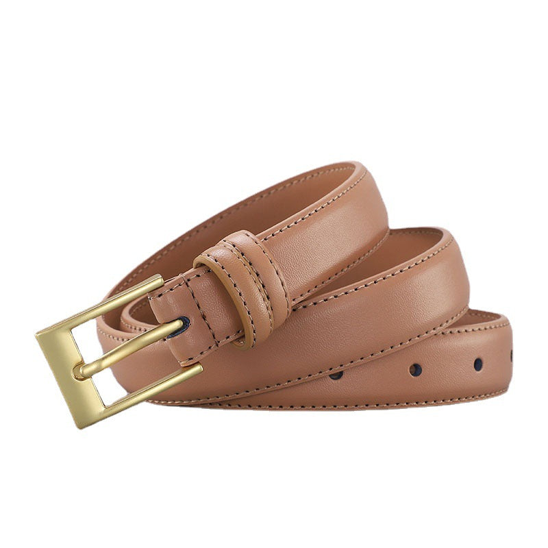 Women's Retro Pin Buckle Pure Cowhide Simple Belts