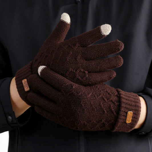 Men's Thickened Thermal Knitting Wool Driving Cycling Gloves