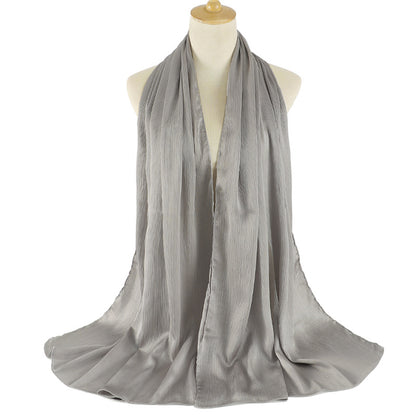 Women's Crepe Natural Pleated Malay Indonesian Popular Scarfs