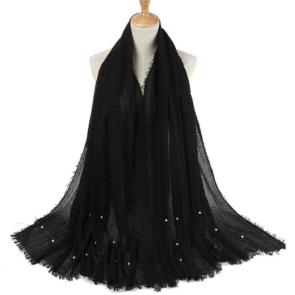 Women's Monochrome Solid Color Burrs Yarn Pearl Scarfs