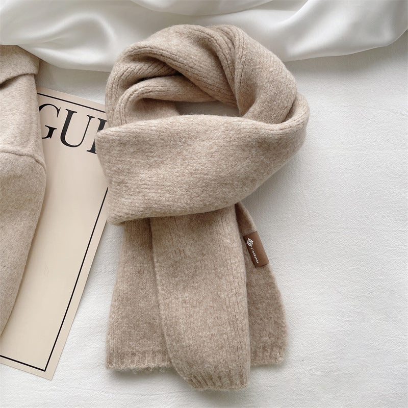 Color Korean Style White Soft Knitted Scarfs