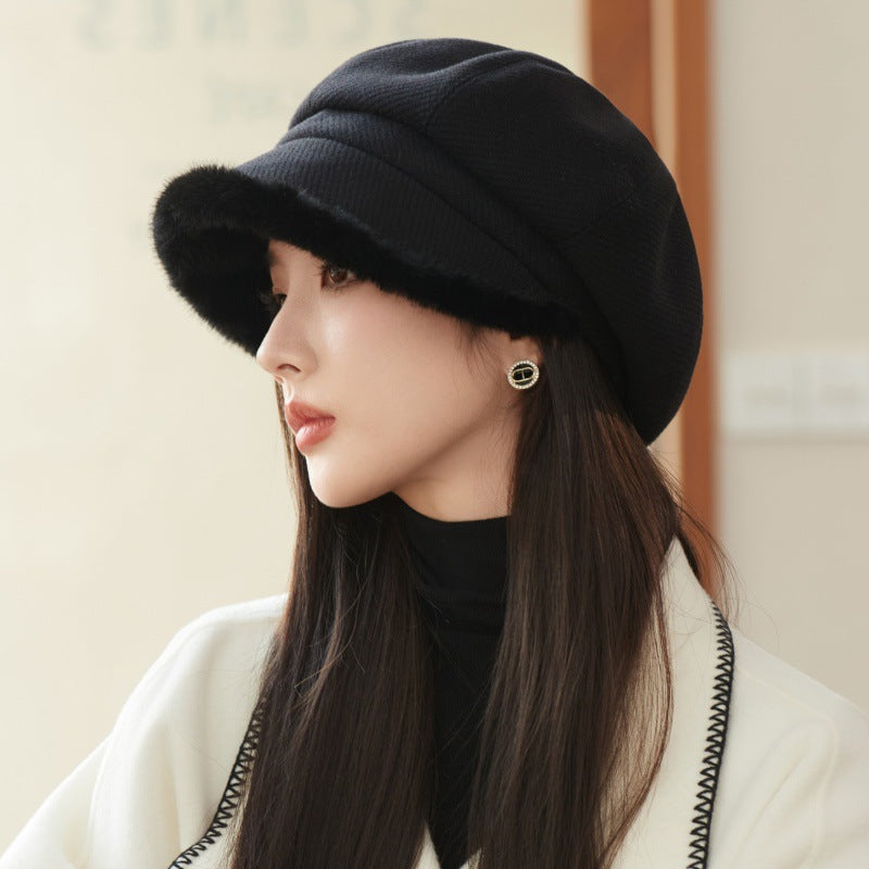 Women's High Sense Thickened Fleece Edge Octagonal Hats & Caps