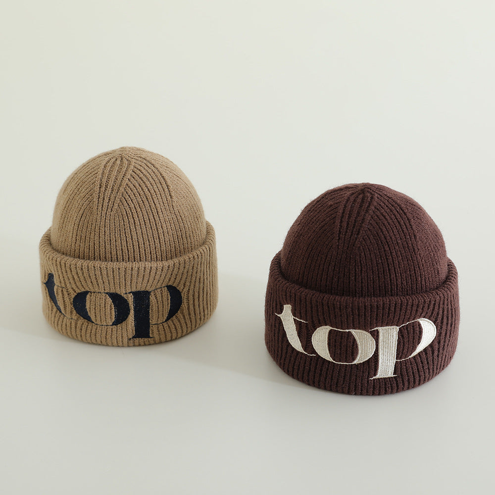 Children's Korean Style Warm Knitted Simple Embroidery Western Boys Kids' Headwear