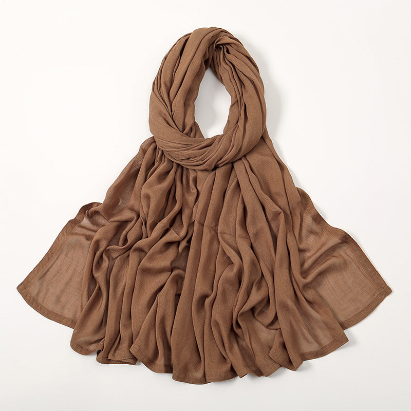 Malay Indonesian Rayon Monochrome Wide-brimmed Thin Scarfs