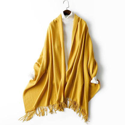 Women's Korean Solid Color Long Thickened Wool Scarfs