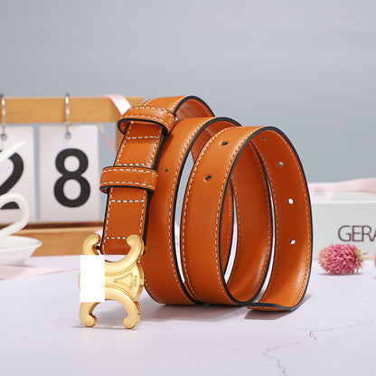 Women's Arc Leather Thin Summer Decoration Matching Dress Belts