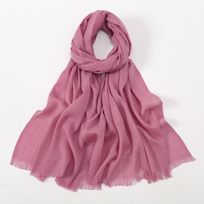 Women's Slub Cotton Solid Color Linen Feel Burrs Scarfs