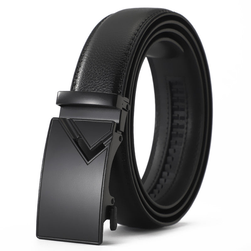 Men's Leather Automatic Buckle Cowhide Business Pant Belts