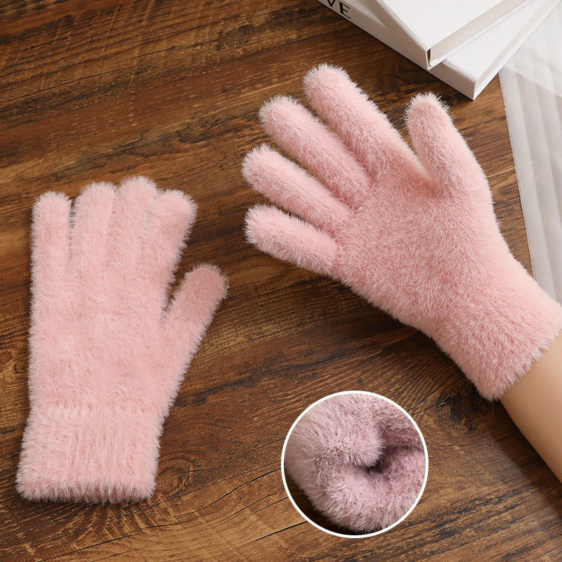 Color Cute Warm Fluffy Soft Glutinous Gloves