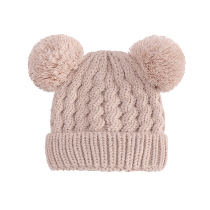 Children's Twisted Woolen Yarn Double Ball Hat Kids' Headwear