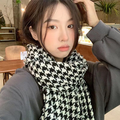 Women's Korean Plaid Thickened Warm Female Fashion Scarfs