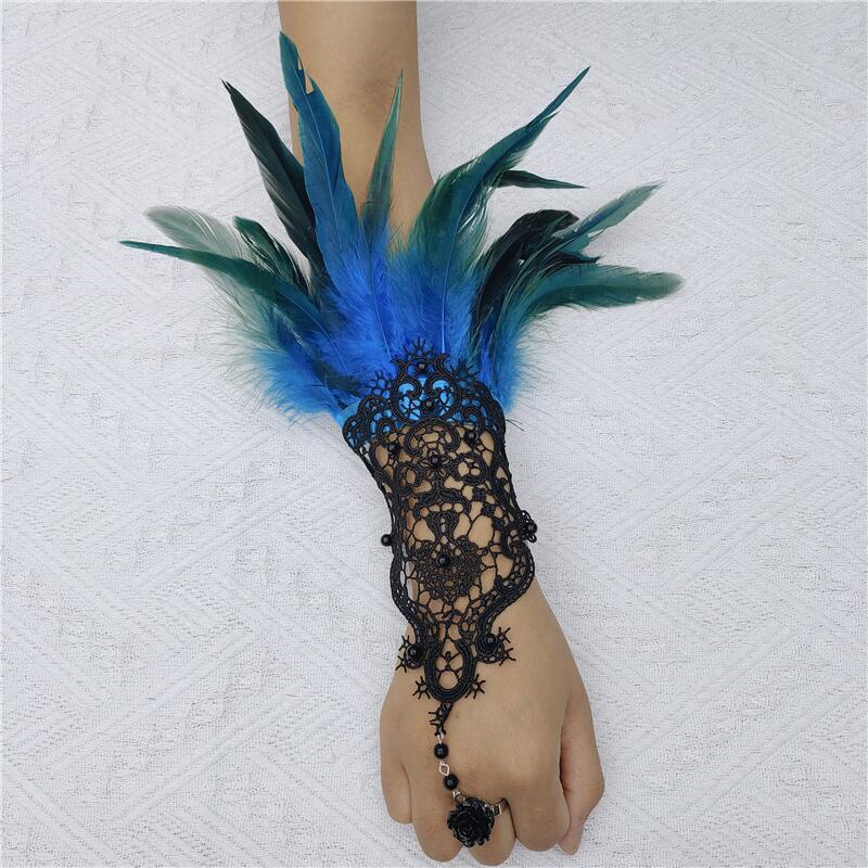 Punk Grace Feather Hook Finger Masquerade Gloves