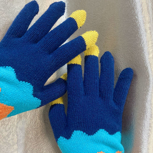 Niche Female Winter Colored Series Fresh Gloves