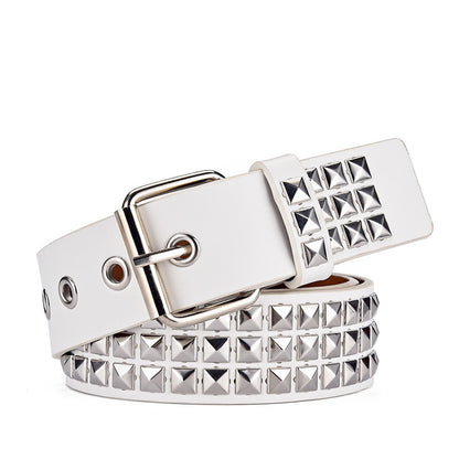 Women's & Men's Square Bead Rivet Metal Pyramid Punk Belts