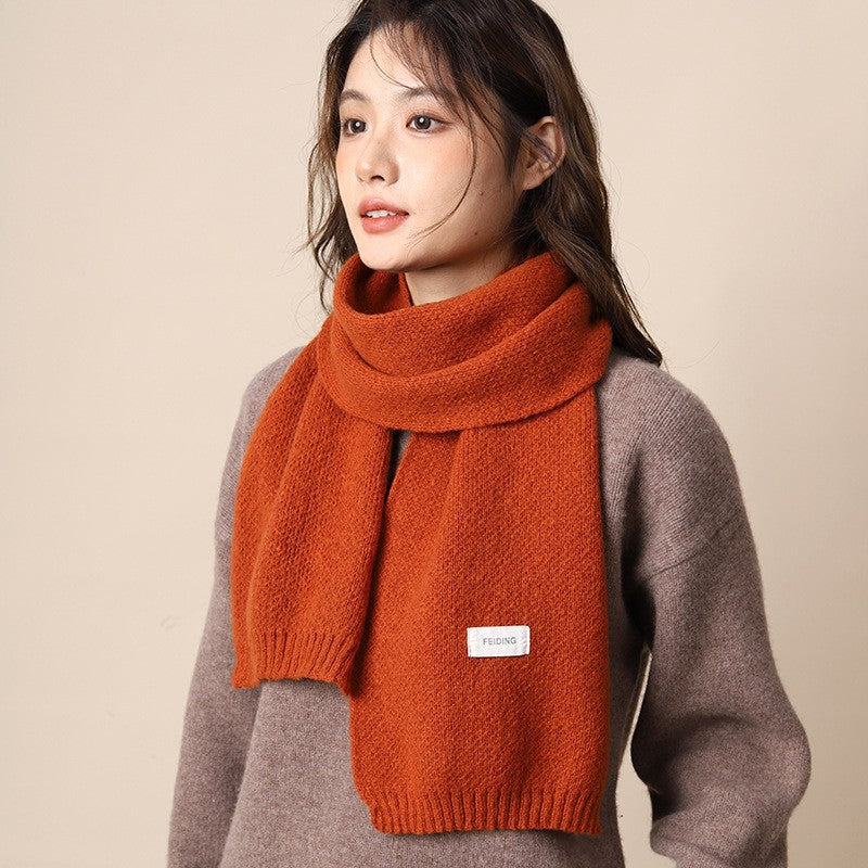 Women's & Men's High Sense Korean Style Warm Knitted Pure Color Scarfs