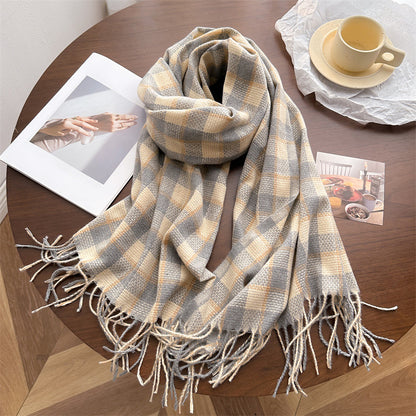 Style Plaid Winter Male Female Thickened Scarfs