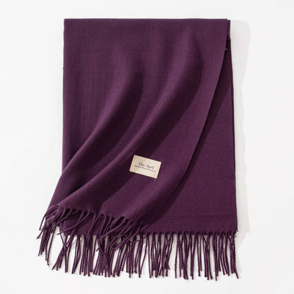 Women's Red High-grade Versatile Artificial Cashmere Solid Scarfs