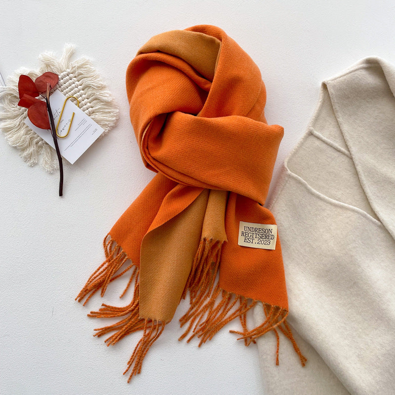 Color Artificial Cashmere Female Winter Korean Thick Warm Scarfs