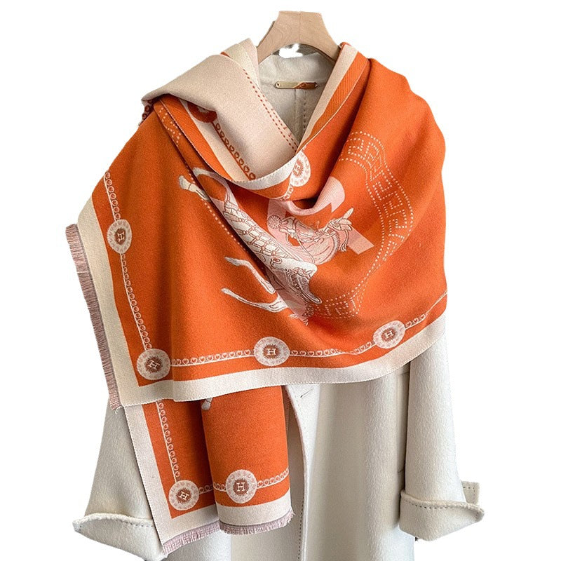 Women's Artificial Cashmere Korean Printed Elegant Warm Scarfs