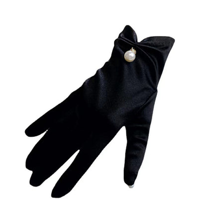 Pearl Satin Wedding Etiquette Perform Dance Gloves