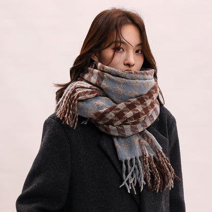 Women's Plaid Korean Thickened British Shawl High-grade Scarfs