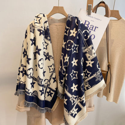 Women's Artificial Cashmere Five-pointed Star Pattern Thickened Scarfs