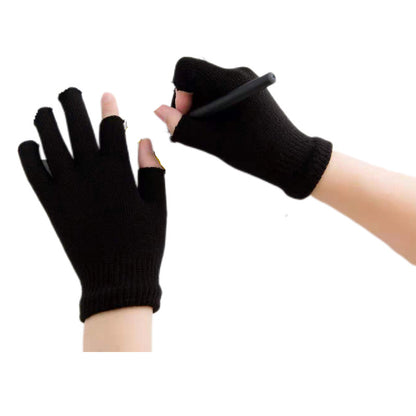 Exposed Two Finger Female Writing Warm Half Touch Gloves