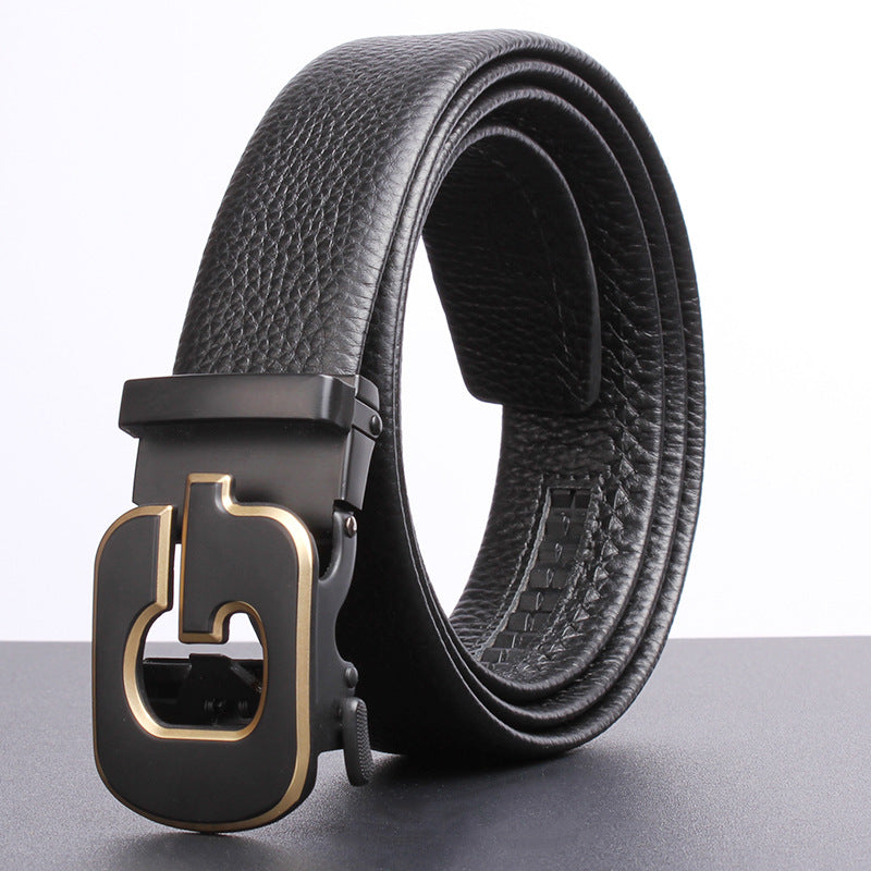 Men's First Layer Cow Leather Automatic Buckle Casual Belts