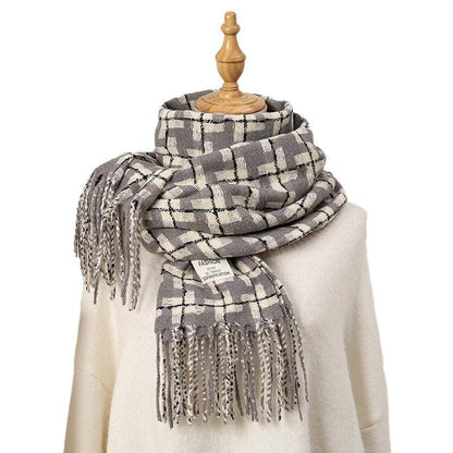 Women's Style Versatile Winter Simple Tassel Thickened Scarfs