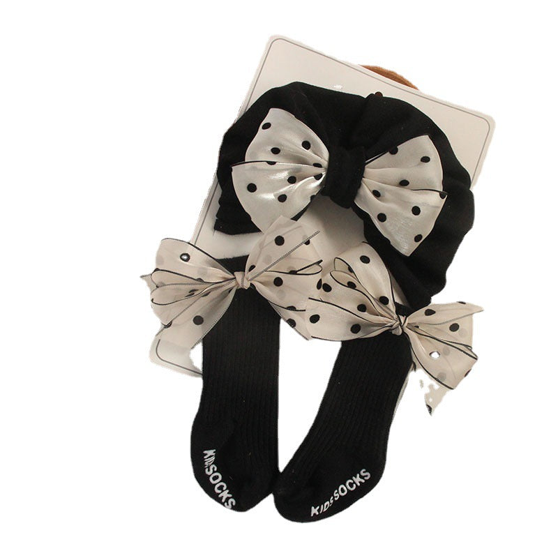 Black White Polka Dot First Month Kids' Headwear