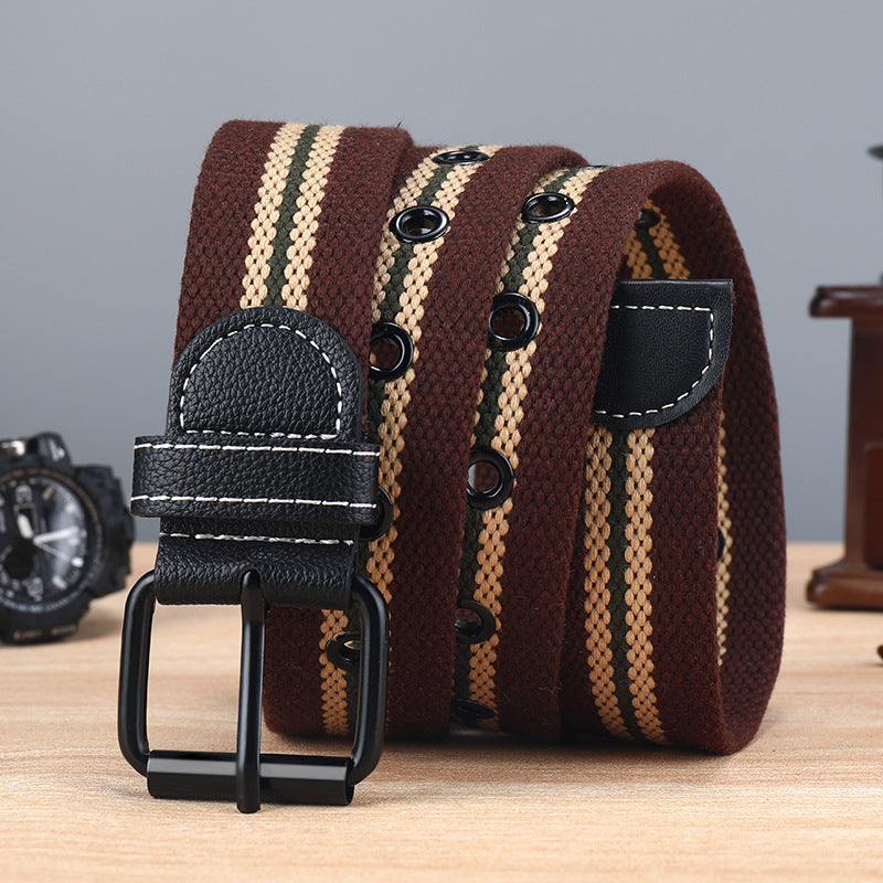 Men's Canvas Woven Casual Tooling Korean Style Belts