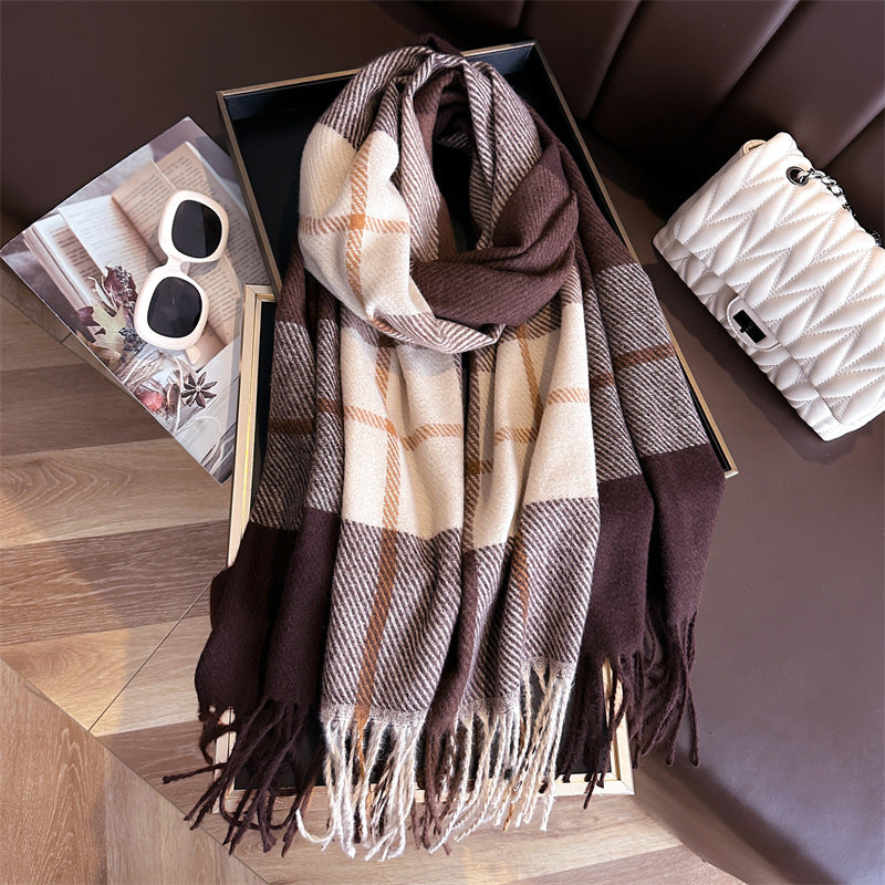 Style Plaid Winter Male Female Thickened Scarfs