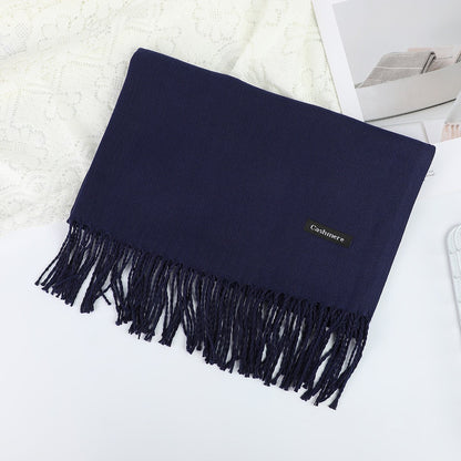 Solid Color Thickened Warm Embroidery Korean Scarfs