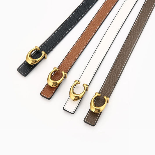 Women's Korean Genuine Leather Two-color Buckle Double-sided Belts